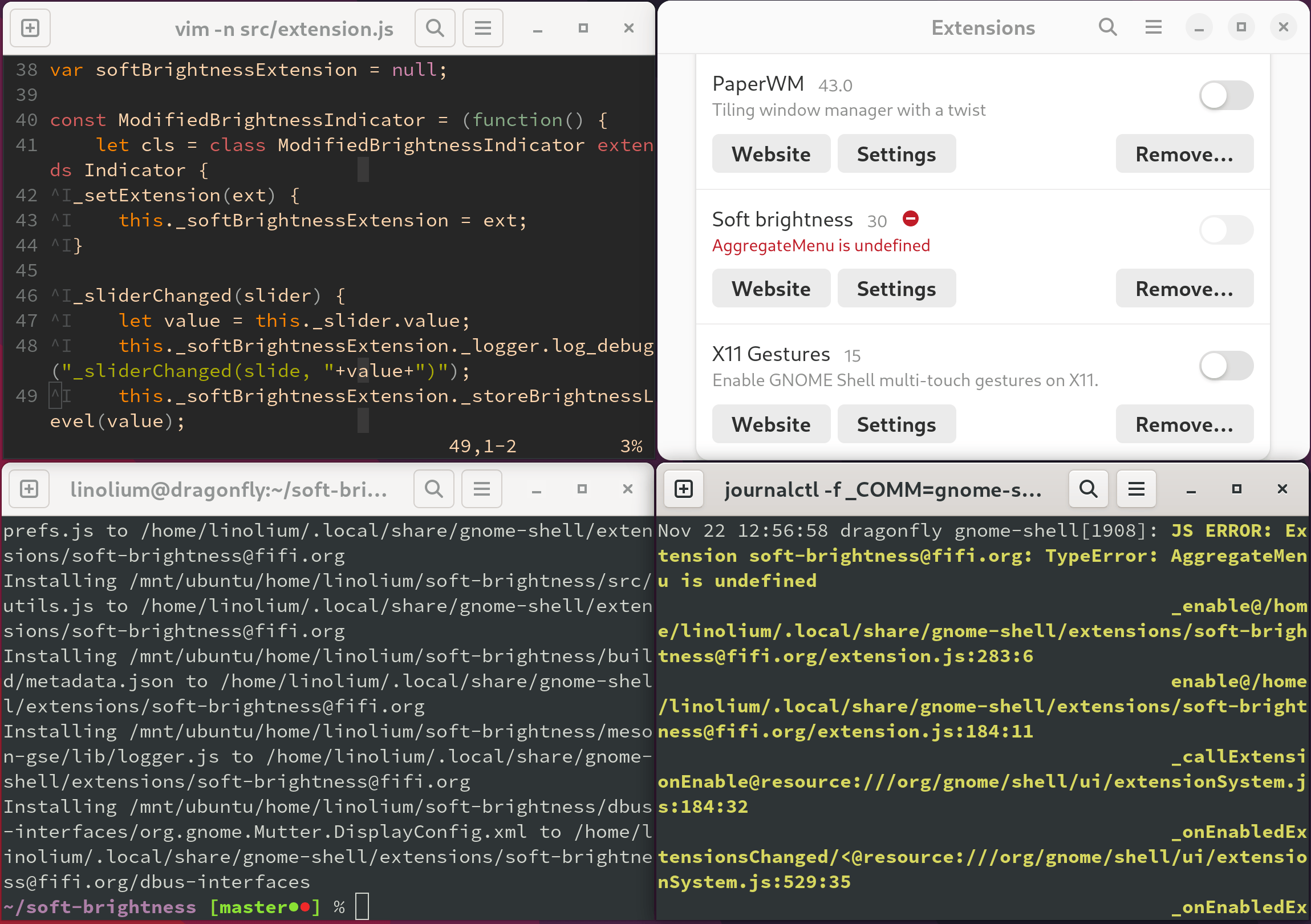 GNOME development workflow screenshot