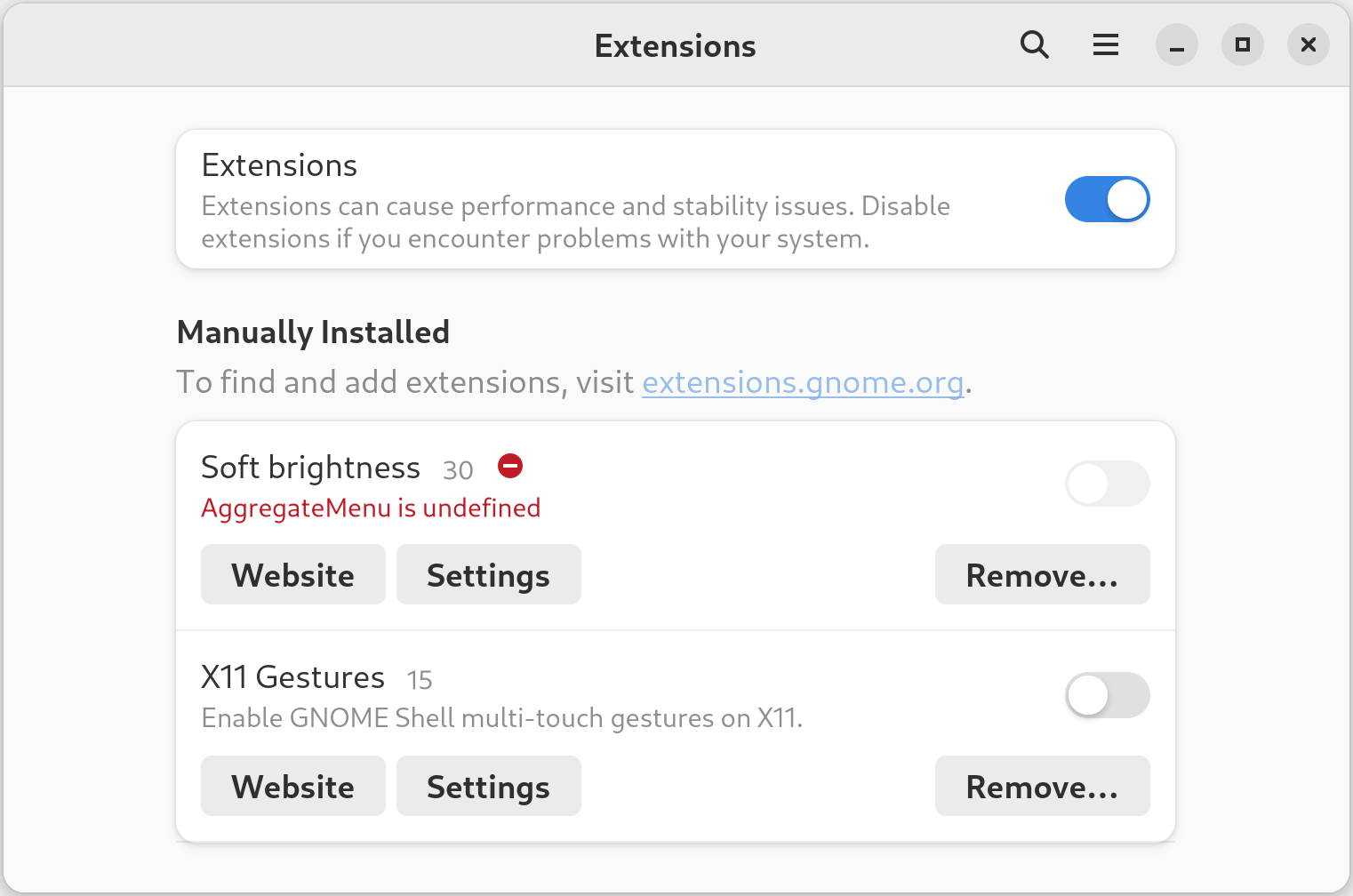 Soft Brightness extension encounters an error when enabled